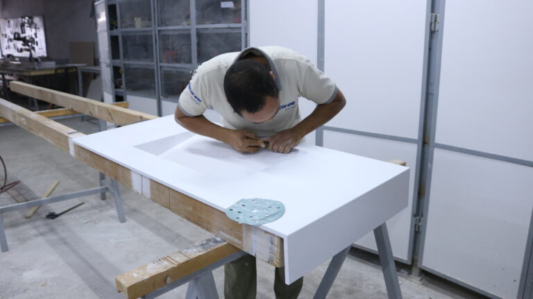 Vasques moderne en corian blanc – Design fonctionnel et finitions haut de gamme 5