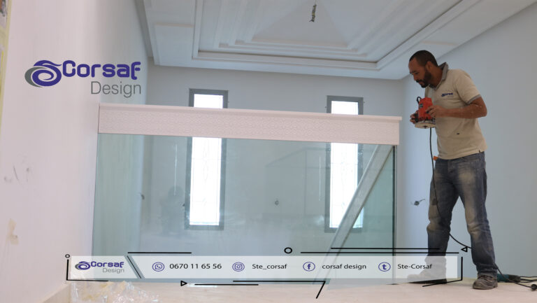 Escalier design sur mesure en solid surface gravée CNC – Réalisation pour Villa à Iligh, Agadir2